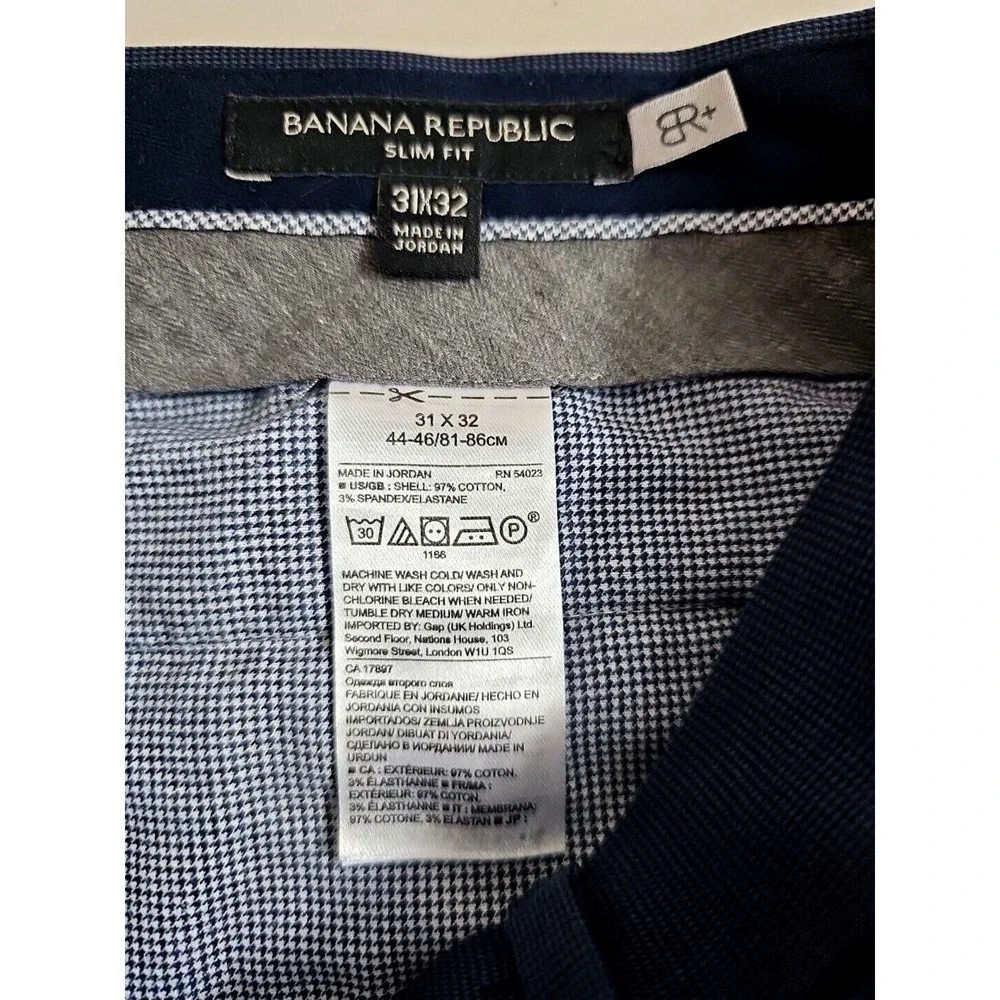 Banana Republic ~Mens 31x32 (32×32)~ Navy Blue Slim Chino Slacks Trousers Pants.